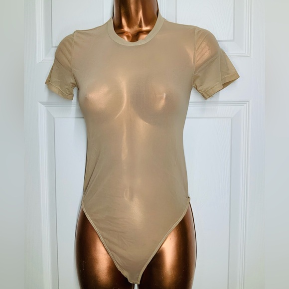 Tan Cream Mesh Bodysuit - Picture 6 of 7